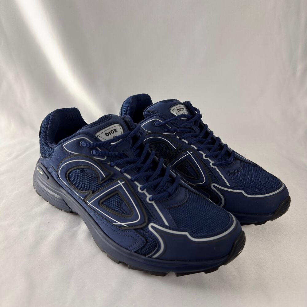Dior B30 Sneaker Navy Blue Mesh Technical Fabric Reflective CD30 Men's 43 US 10